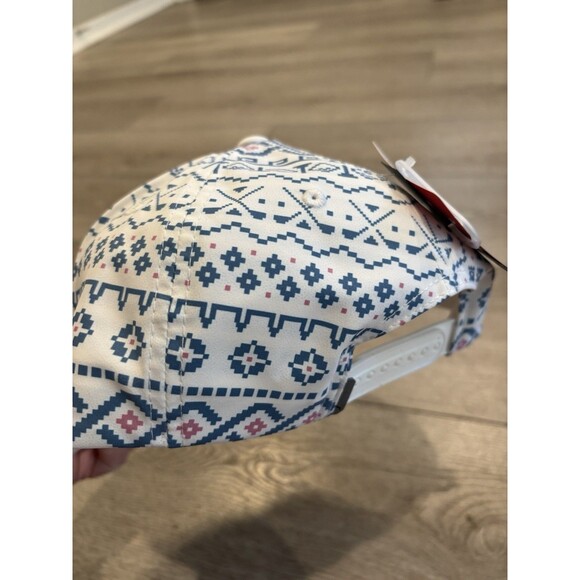 PUMA Men's 5-Panel Tech Snapback Golf Hat Cap White Glow Blue New Aztec Pattern - Picture 3 of 6